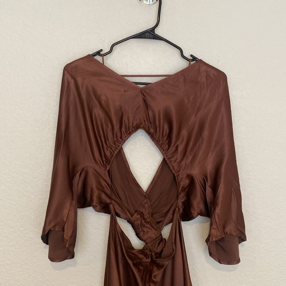 SUBOO Tate Satin Front Cross Draped Maxi Dress Small - Picture 10 of 12